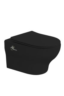 Подвесной унитаз Boheme Fiore 978-SET-2-B безободковый с функцией биде чёрный матовый